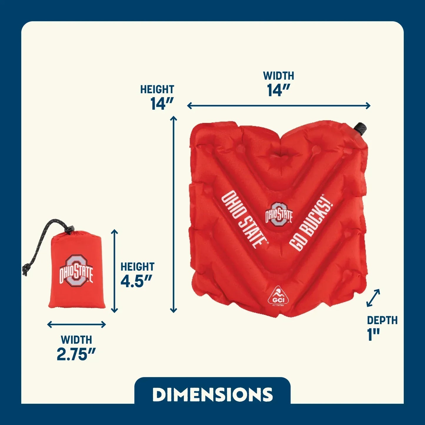 College V Seat™ Inflatable Stadium Cushion - Ohio State Buckeyes - Sideline Ready
