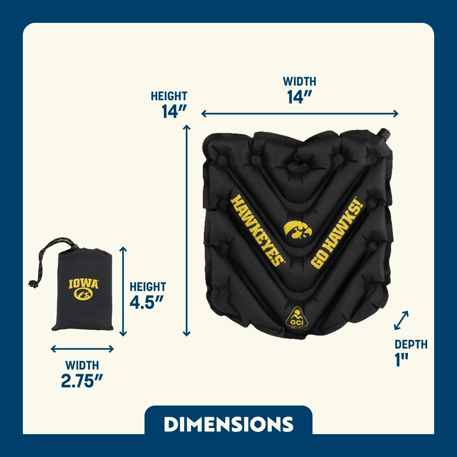 College V Seat™ Inflatable Stadium Cushion - Iowa Hawkeyes - Weekend Rally Comfort